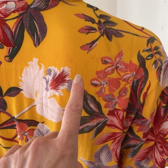 & Other Stories Golden Yellow Floral Faux Wrap Mini Dress Size 4 - Picture 12 of 14